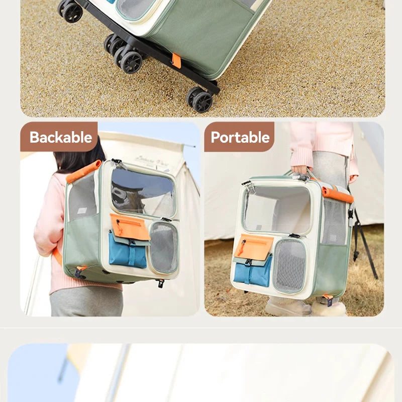 HOOPET Cats Travel Bag Portable Out Pet Trolley Suitcase Universal Small Dogs Bag Cat Backpack Detachable Pet Supplies
