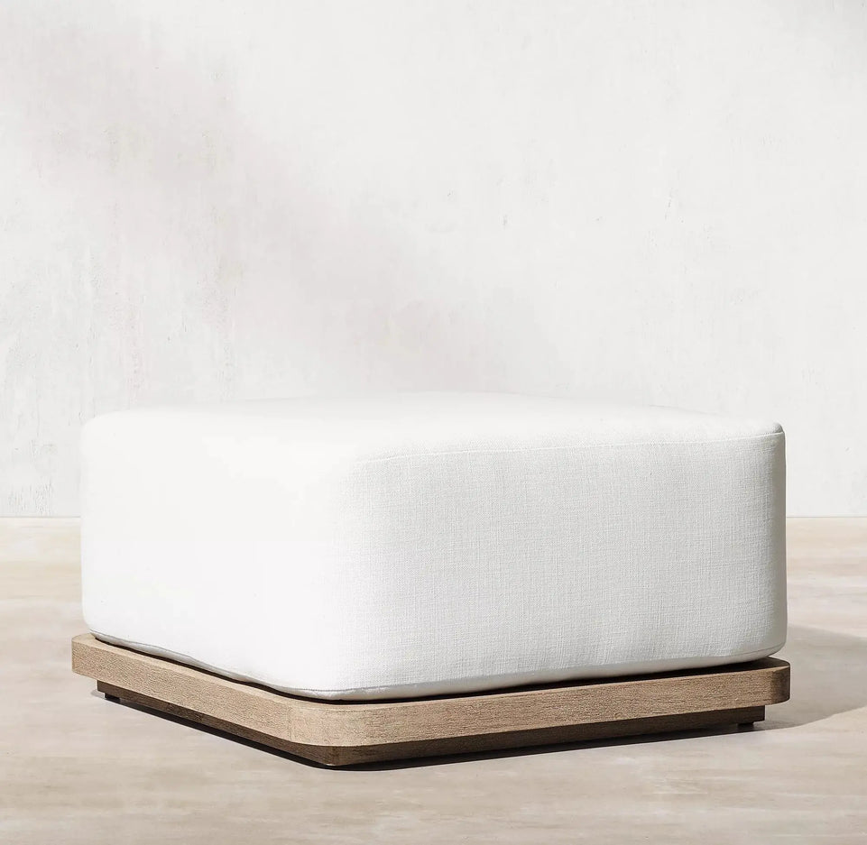 Modern Outdoor Furniture Set Waterproof Fire Pit with Teak Wooden Bench & Rattan Aluminum Cast Sofa Garden Living Room Hotels