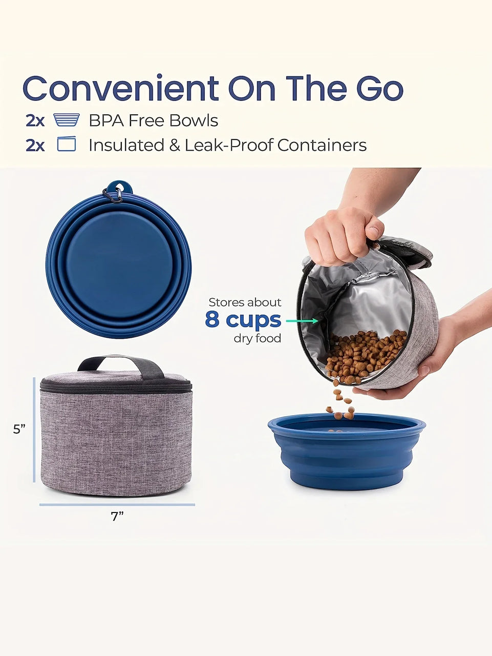 Dog Travel Bag for Supplies, Weekend Pet Travel Set , Airline Approved Tote Organizer with Multi-Function Pockets