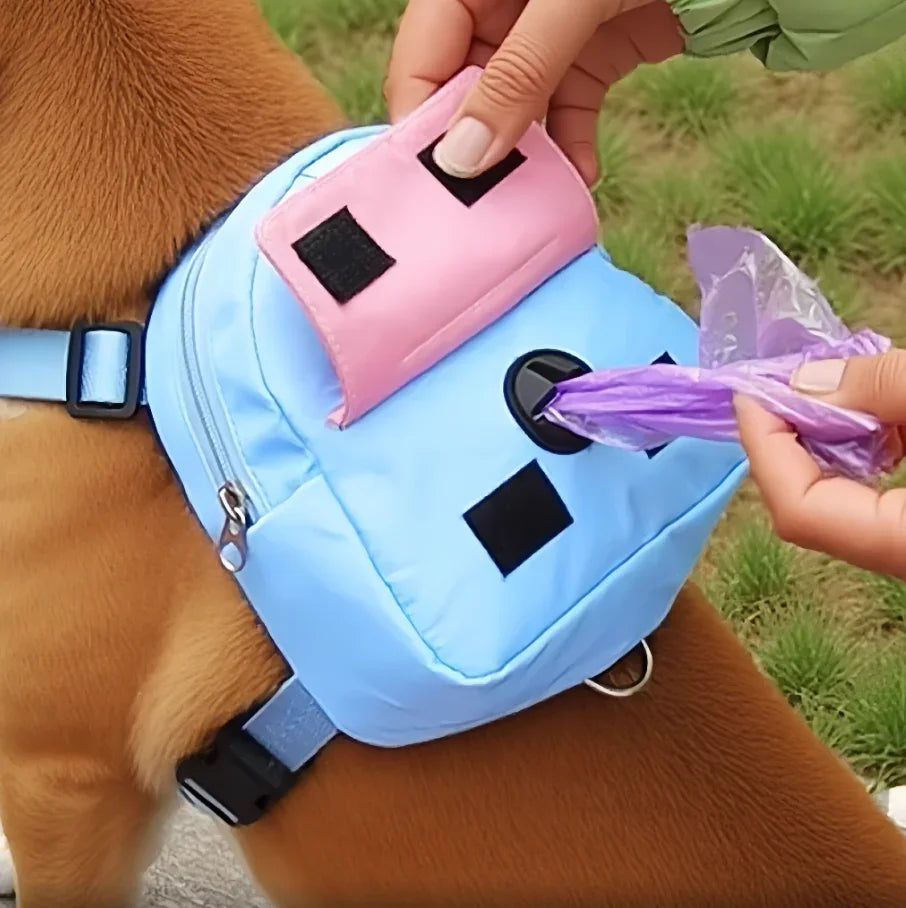 Pet Dog Travel Backpack With Shoulder Strap Snack Poop Bag Lightweight Outdoor Adventure Carrier For Small Cats And Dogs