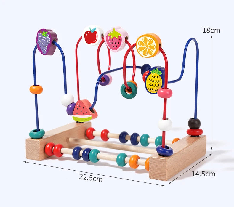 Wooden Toys Bead Maze Colorful Animals Fruits Shapes Educational Counting Learning Circle Toys Kids Classic Gifts for Toddlers