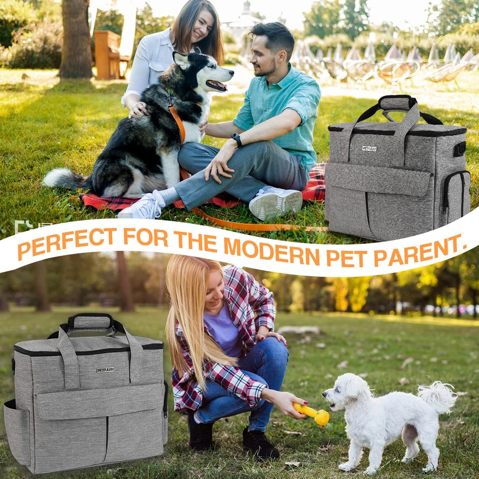 Dog Travel Bag Pet Travel Bags With Multi-Pockets Tote Organizer For Dog Supplies Dog Road Trip Essentials For Weekend Away