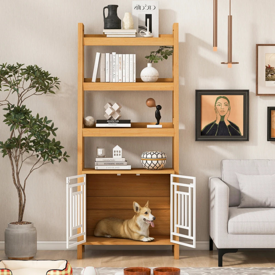 Furniture Style Dog Crate Ladder Bookcase Pet Friendly Furniture