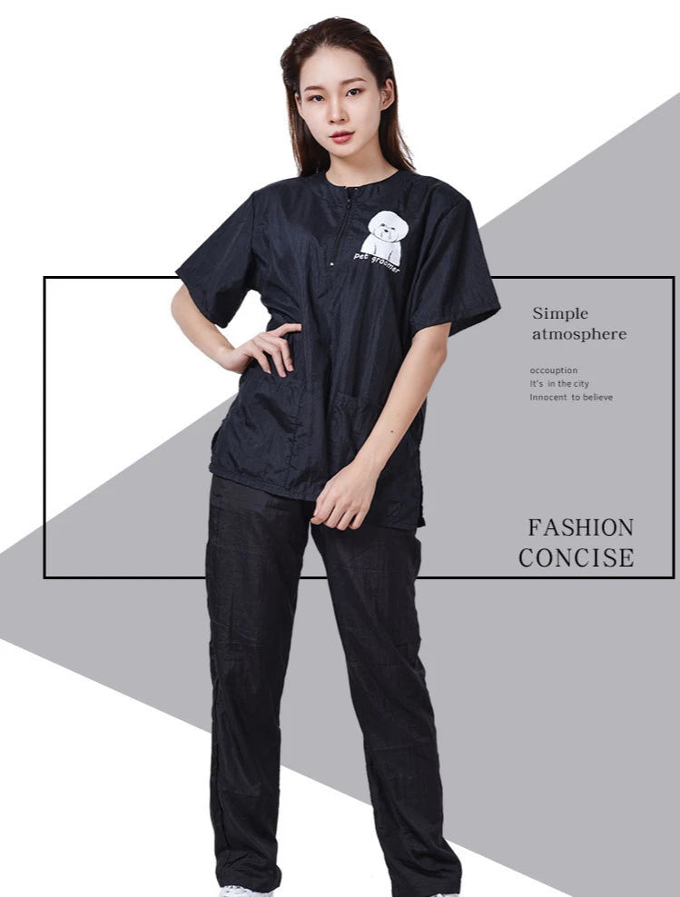 Pet Grooming Work Clothes Long Trousers Cropped Pants Waterproof Shorts Non Hair Stained Hair Salon Barber Shop Uniforms Y0517