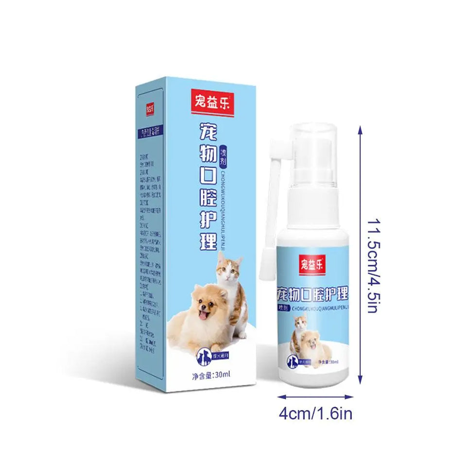 Pet Oral Care Spray for Cat Dog Instant Pet Fresh Breath Dental Care Teeth Cleaning Anti Inflammatory Dog Gingivitis Treatment
