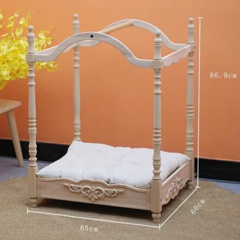 Solid Wood Pet Beds and Furniture Strong and Durable Vintage Small Cat Bed Luxury Design Cat Accessories Pets Products