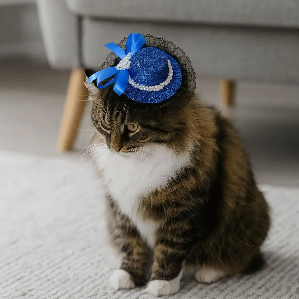 Pet Accessories Adjustable Pet Halloween Hat British Style Sequin Cat Lace Hat Elastic Band Pet Decorative Hat Pet Show