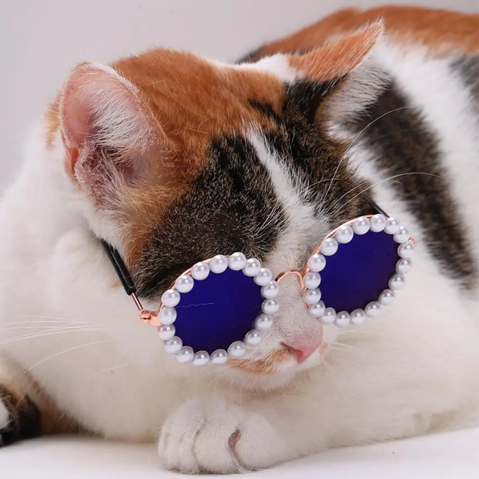 Pet Accessories with Artificial Pearls Pet Glasses Pet Sunglasses with Faux Pearls Decoration for Cats Dogs for Festivals