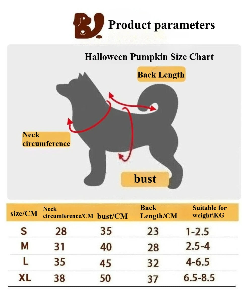 Fashion Pet Halloween Costumes Dog Cats Pumpkin Clothes Festival Suit Halloween Dog Fun Clothes Festivals Pet Dressing Supplies