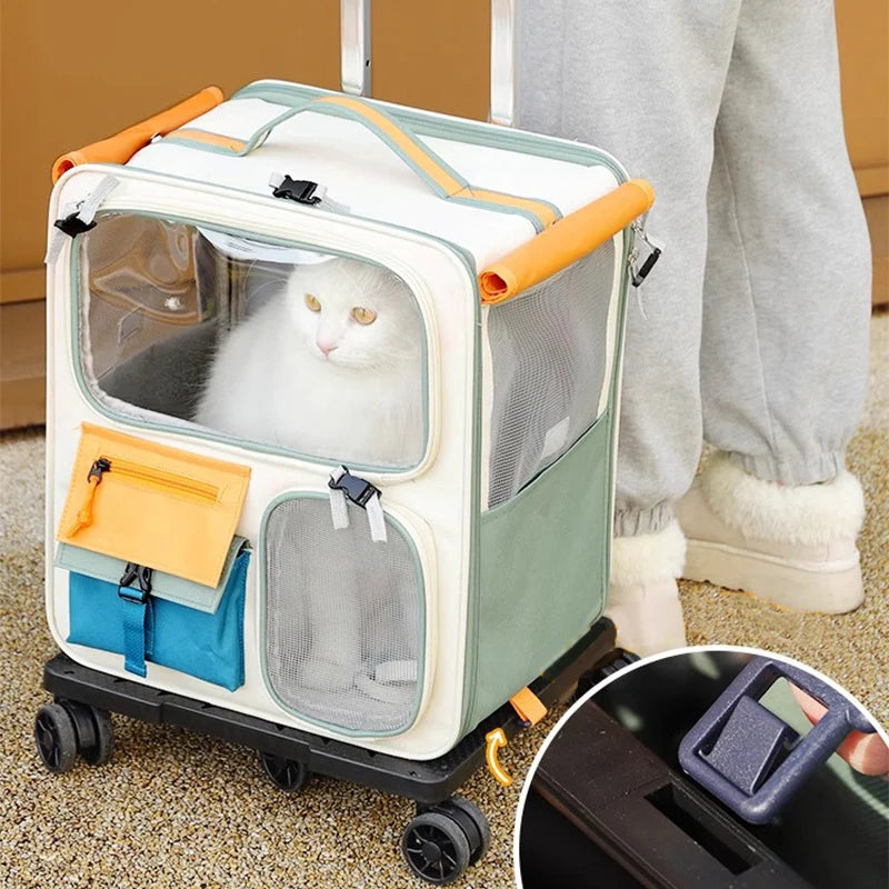 HOOPET Cats Travel Bag Portable Out Pet Trolley Suitcase Universal Small Dogs Bag Cat Backpack Detachable Pet Supplies