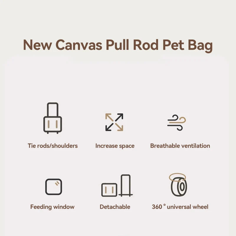 HOOPET Cats Travel Bag Portable Out Pet Trolley Suitcase Universal Small Dogs Bag Cat Backpack Detachable Pet Supplies