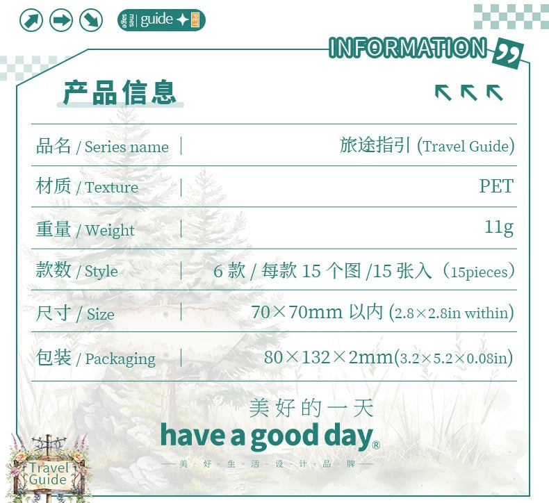 12packs/LOT Travel Guide series cute lovely retro decorative PET sticker