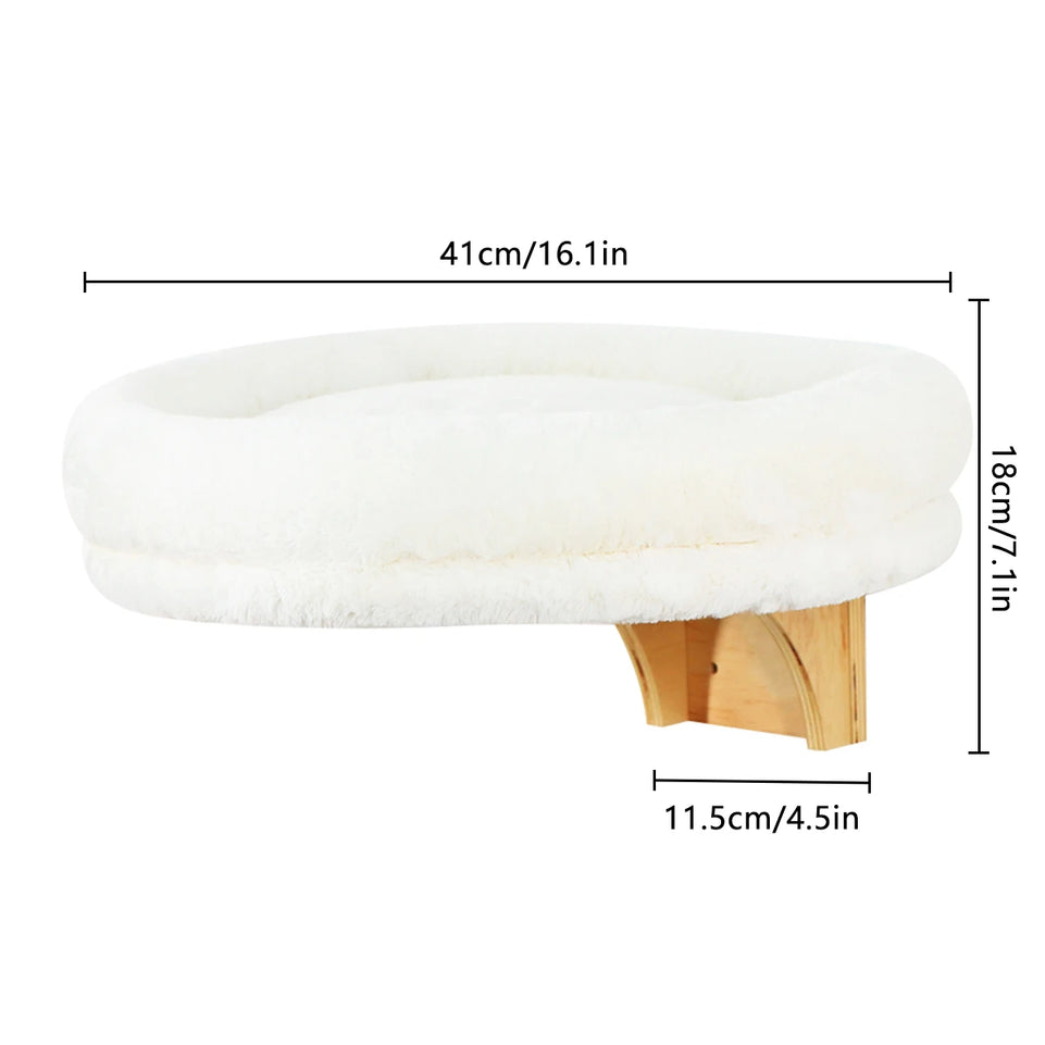 Wall Mounted Wooden Cat Space, Small Pet Bed Cat Furniture, Window Sill Cat Perch with Supports --Made of Quality Hardwoods