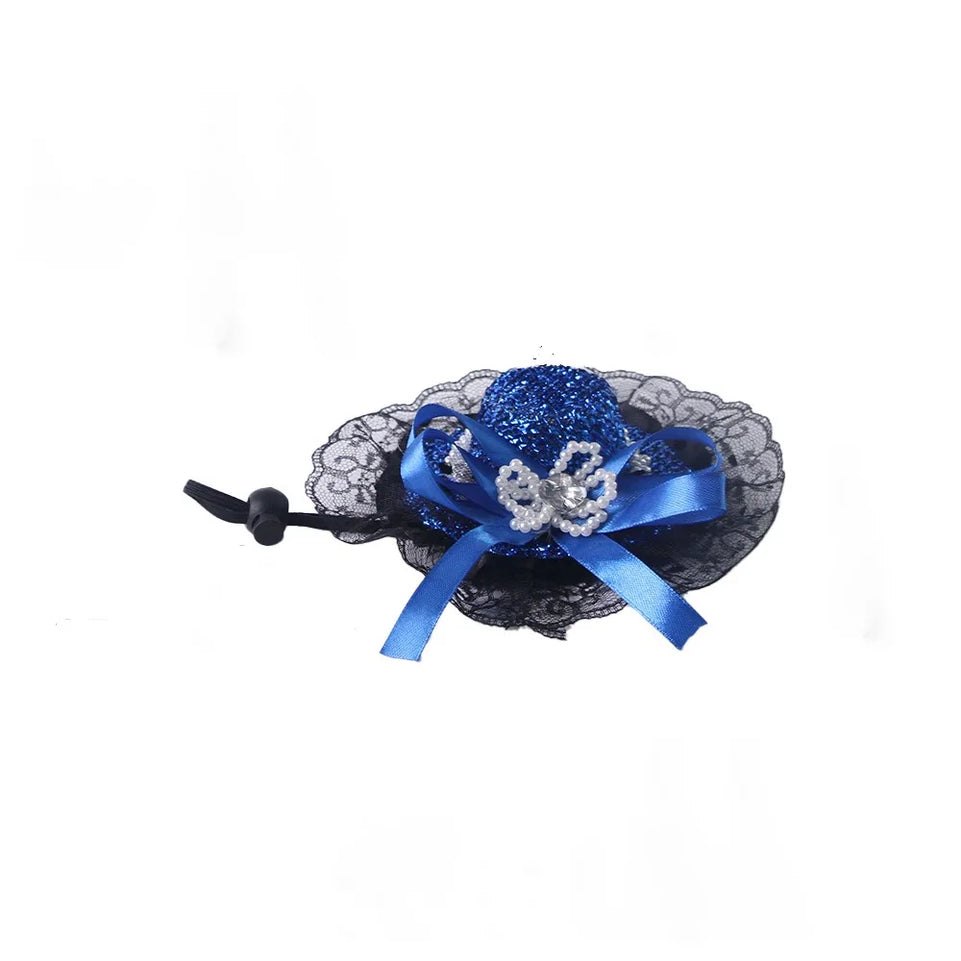 Pet Accessories Adjustable Pet Halloween Hat British Style Elastic Band Cat Lace Hat Sequin Cat Cosplay Hat Pet Party