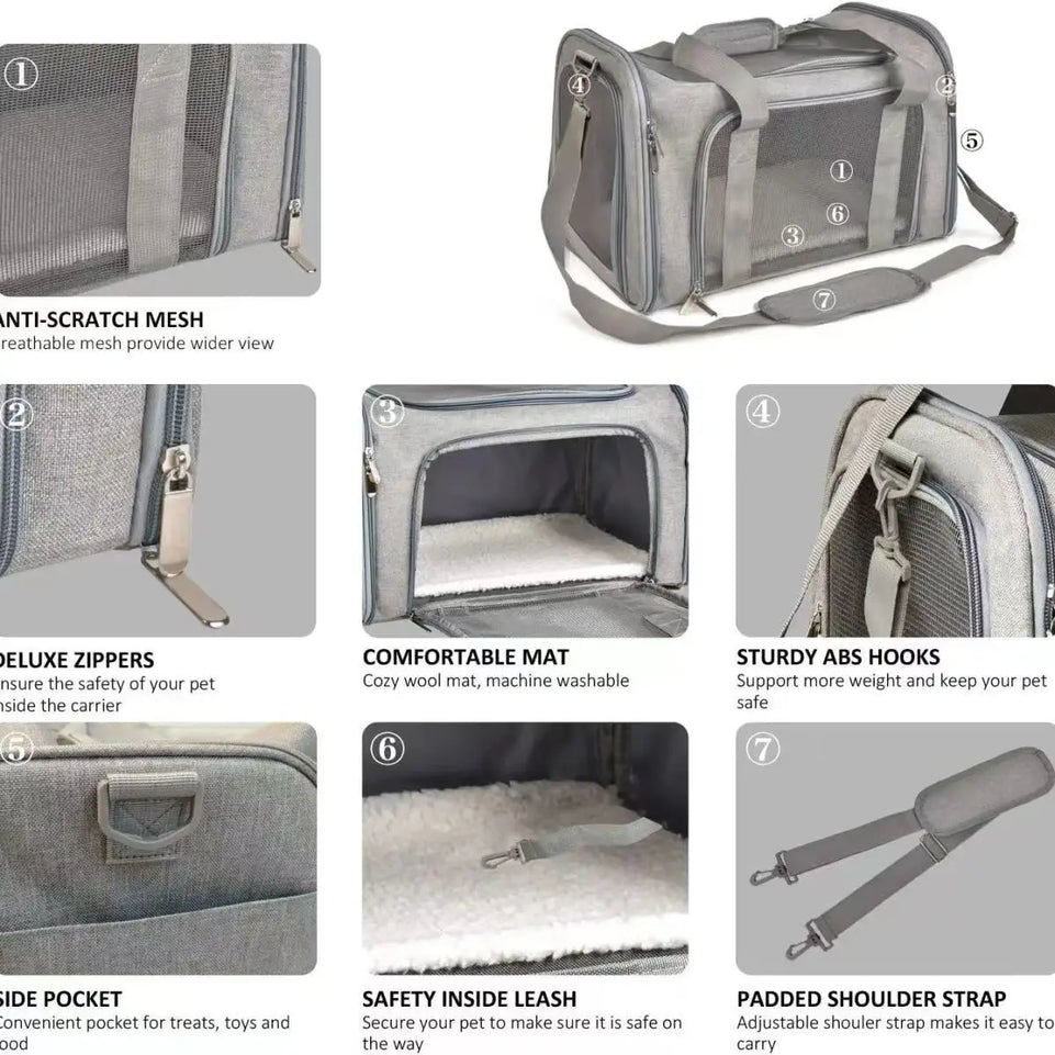 Pet Cat Charters Carry Bags Out Portable Large Capacity Pet Supplies Breathable Folding Large Space