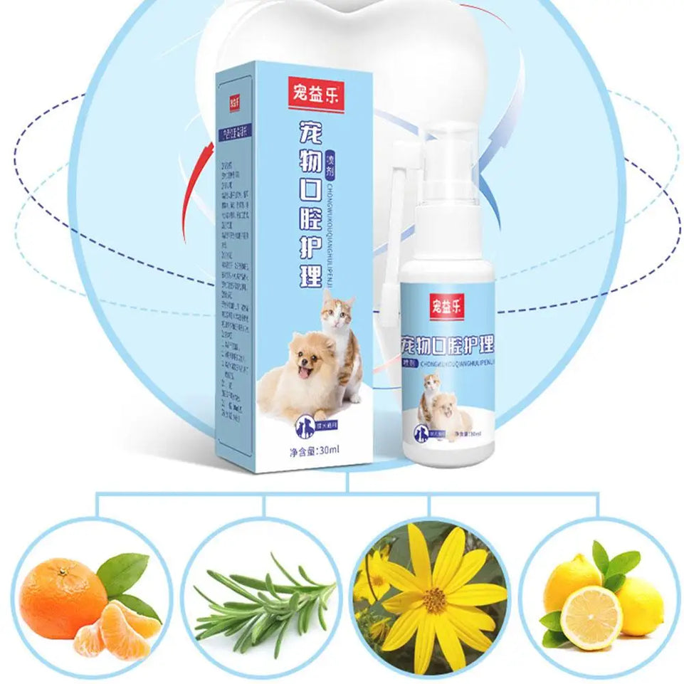 Pet Oral Spray Clean Teeth Deodorize Remove Bad Breath Pets Cleaning From Periodontal Pet Tartar Care Supplies O8T7