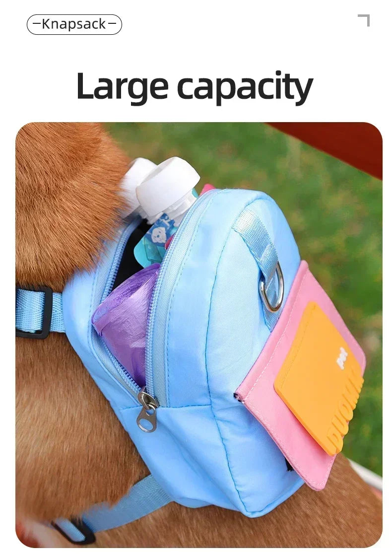 Pet Dog Travel Backpack With Shoulder Strap Snack Poop Bag Lightweight Outdoor Adventure Carrier For Small Cats And Dogs