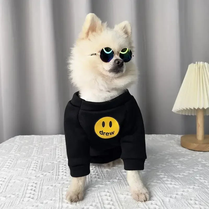 Pet Cat Clothing Fashion Trends Autumn and Winter Kittens Anti Hair Loss Smiling Face Hoodies Cat Autumn Clothing Pet Supplies