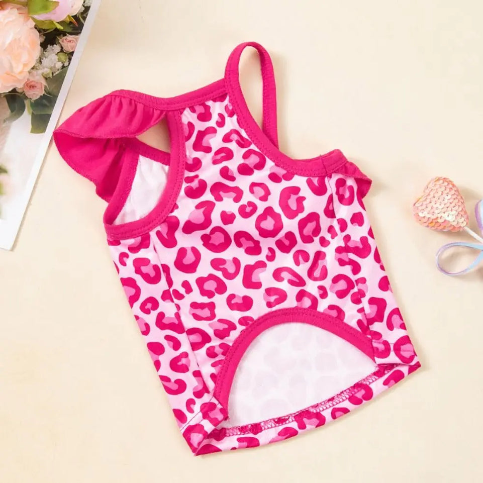 Fashion Cartoon Pattern Pet Summer Clothes Breathable Thin Design Cat Suspender Skirt Soft Dog Swimsuit Summer