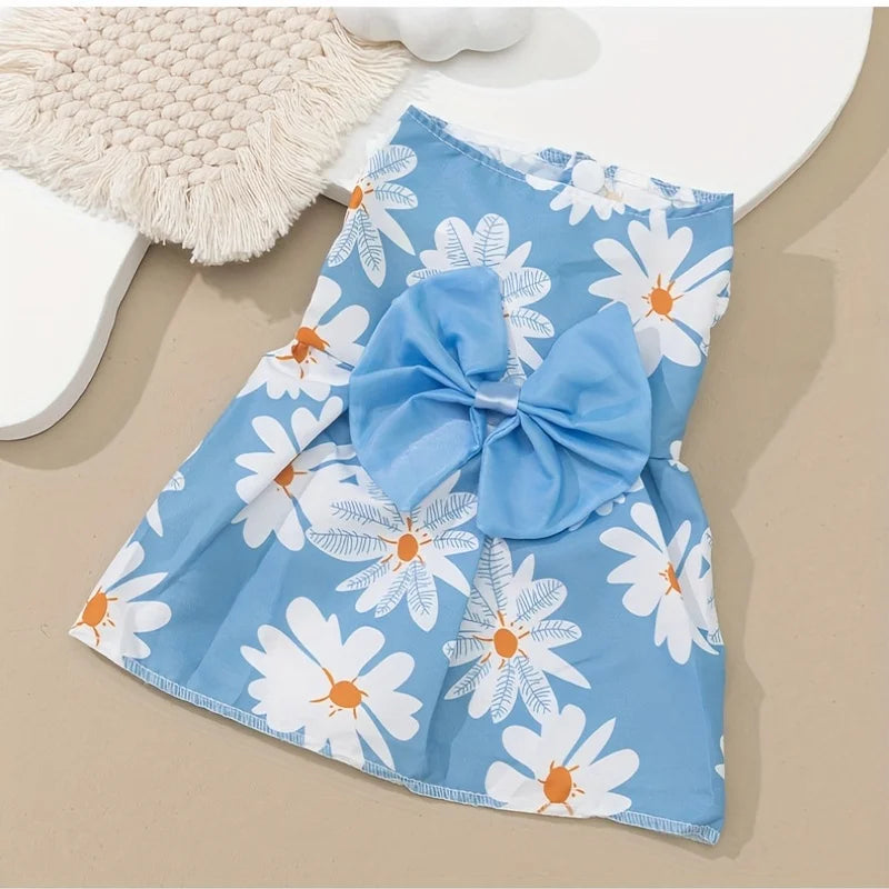 Pet Dress,Soft & Sleeveless Floral Outfit for Cats and Dogs, Perfect for Daily Wear & Special Occasions,Dog skirts
