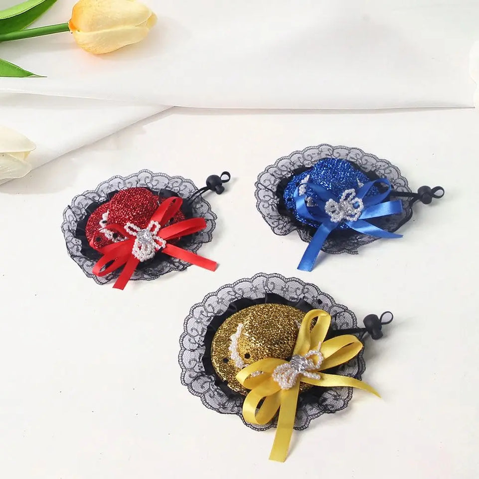 Pet Accessories Adjustable Pet Halloween Hat Sequin Elastic Band Cat Cosplay Hat British Style Pet Decorative Hat Pet Party