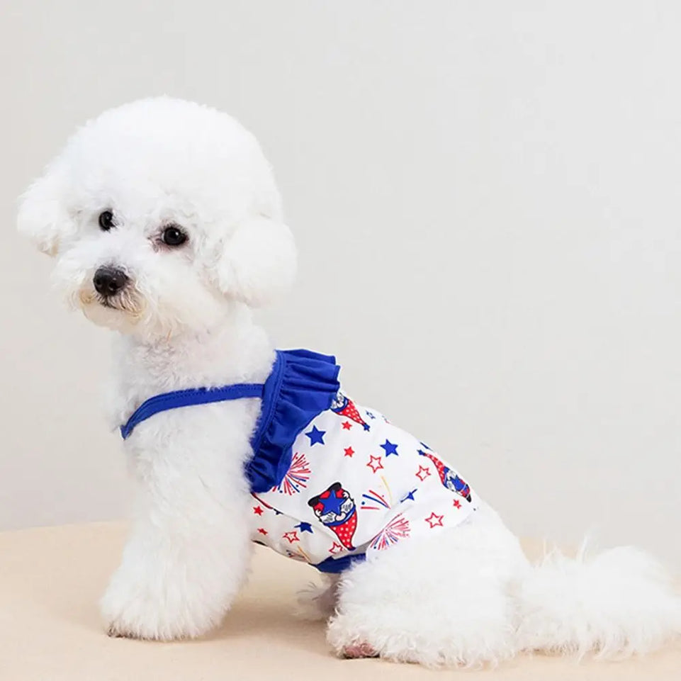 Fashion Cartoon Pattern Pet Summer Clothes Soft Thin Design Cat Suspender Skirt Breathable Pet Princess Dresses Summer
