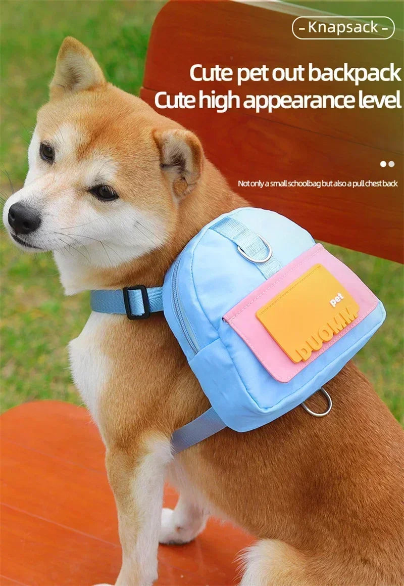 Pet Dog Travel Backpack With Shoulder Strap Snack Poop Bag Lightweight Outdoor Adventure Carrier For Small Cats And Dogs