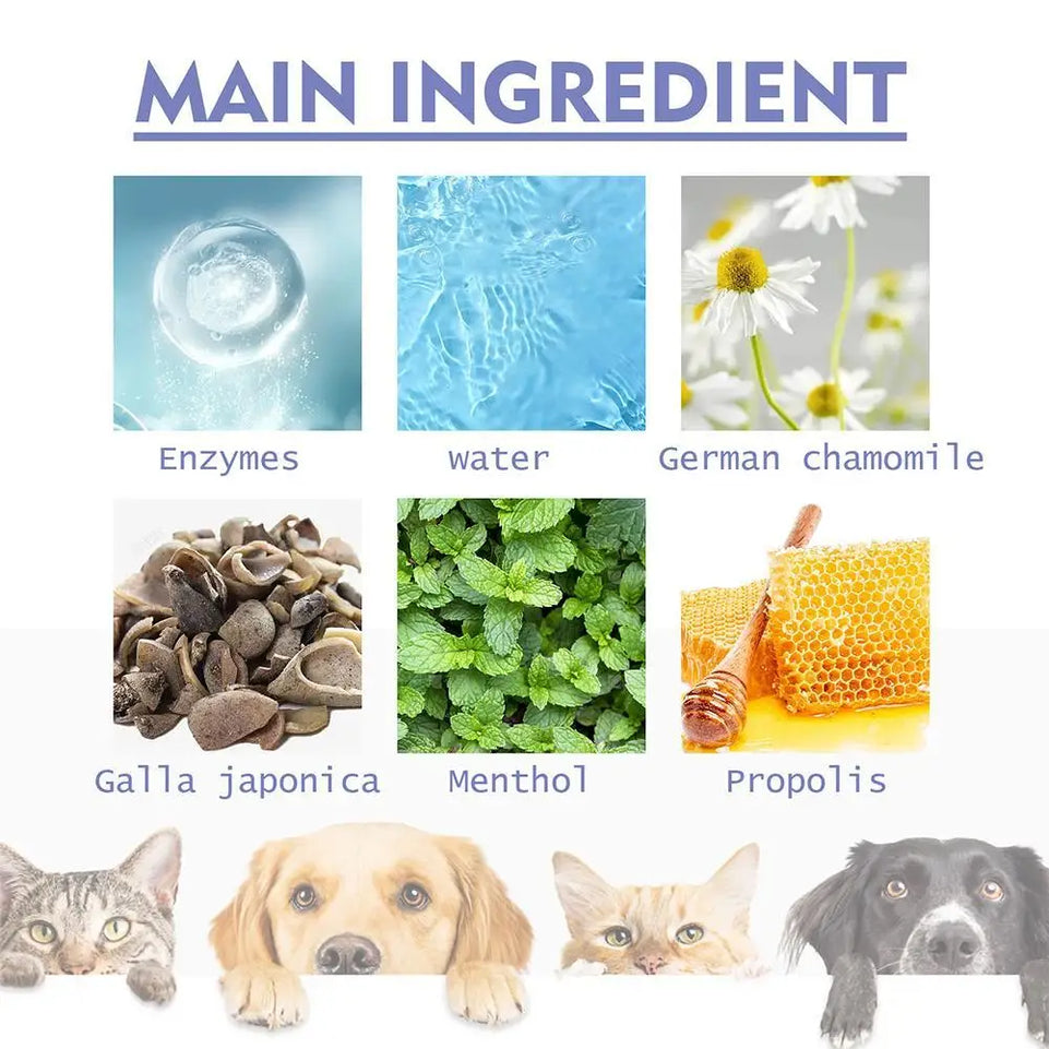 1PCS 30ml Pet Dental Spray Teeth Cleaning Oral Care Solution For Dogs Cats Remove Plaque Tartar Fresh Breath Anti Plaque Formula