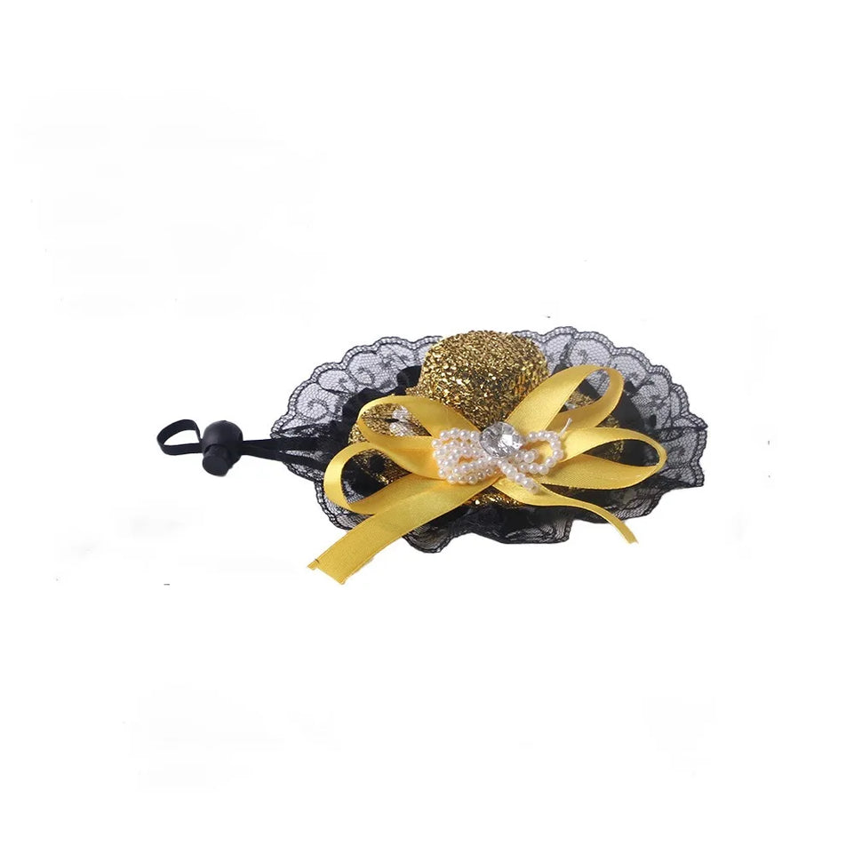 Pet Accessories Adjustable Pet Halloween Hat British Style Sequin Cat Lace Hat Elastic Band Pet Decorative Hat Pet Show