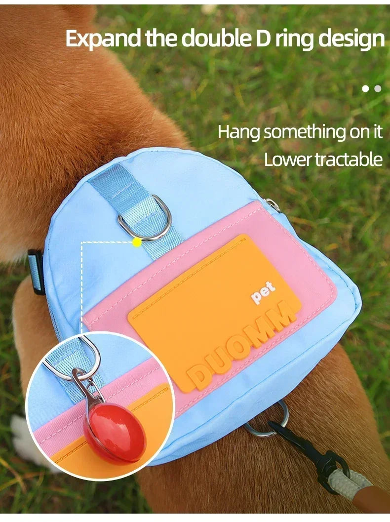 Pet Dog Travel Backpack With Shoulder Strap Snack Poop Bag Lightweight Outdoor Adventure Carrier For Small Cats And Dogs