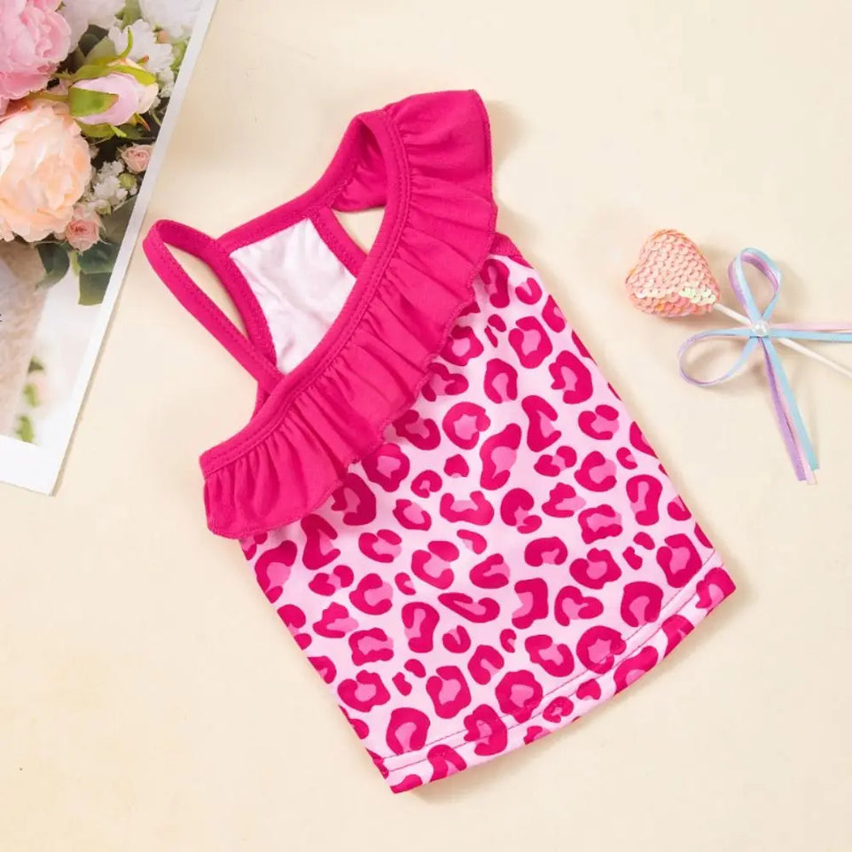 Fashion Cartoon Pattern Pet Summer Clothes Breathable Thin Design Cat Suspender Skirt Soft Dog Swimsuit Summer