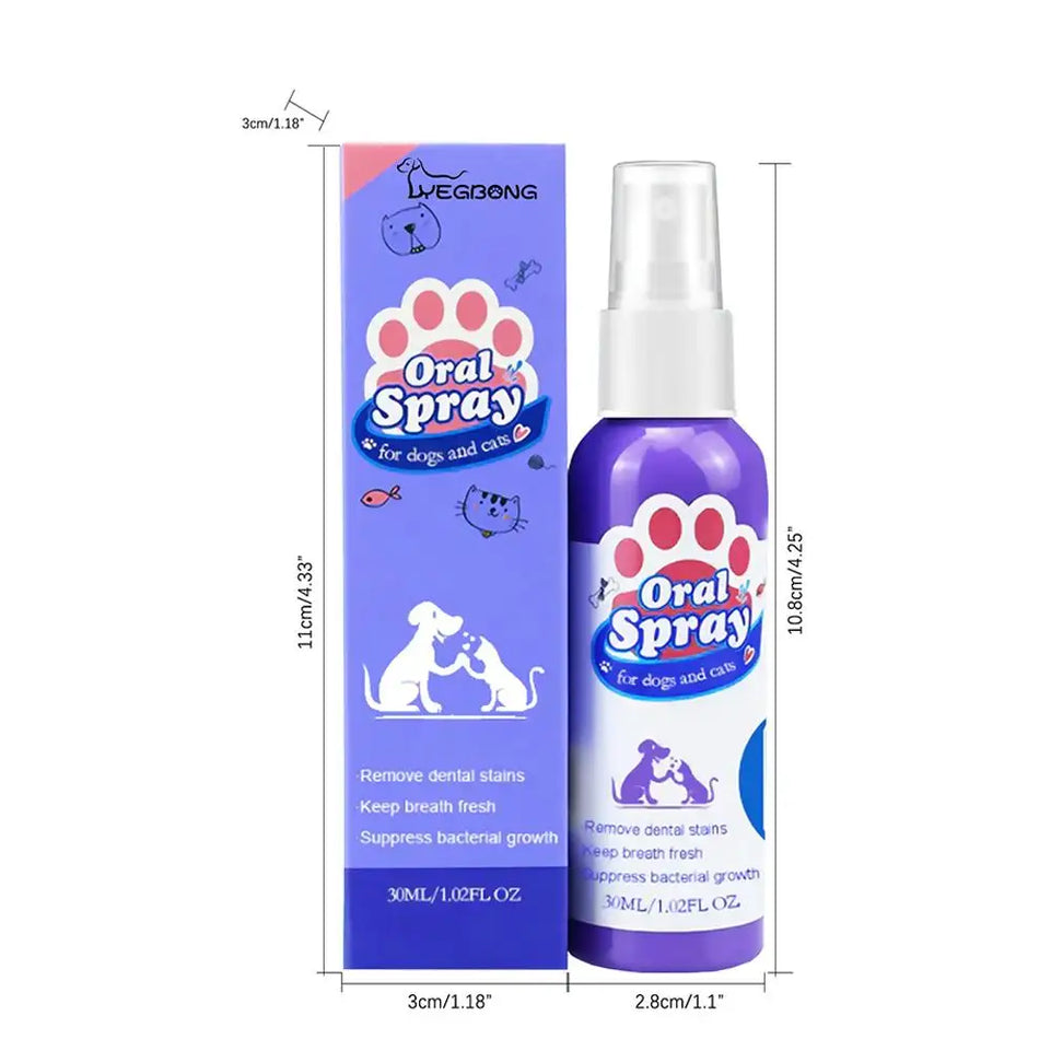 Pet Dental Spray Reduces Plaque & Tartar Buildup Dog Cleaning Bad Freshener Breath Teeth Mint Spray Oral 30ml Care Flavor