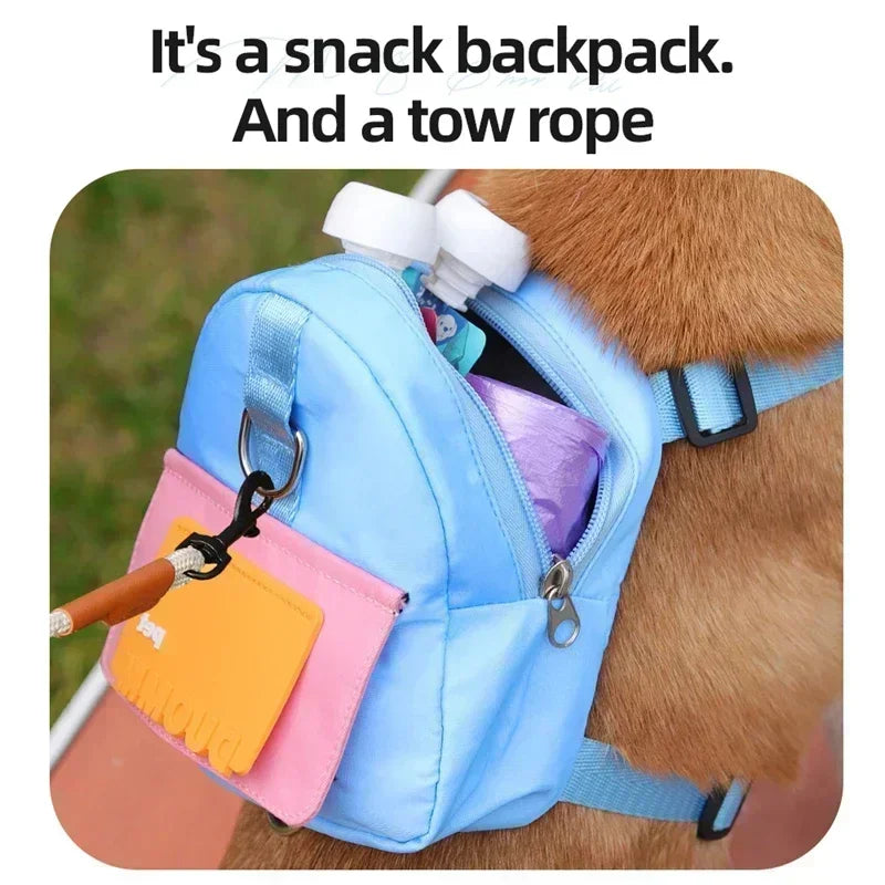 Pet Dog Travel Backpack With Shoulder Strap Snack Poop Bag Lightweight Outdoor Adventure Carrier For Small Cats And Dogs
