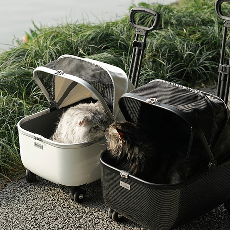 Pet Cart Dog and Cat Travel Cart Outward Trolley Box Large Space Small Dog and Cat Mobility Basket Pet Christmas Gift
