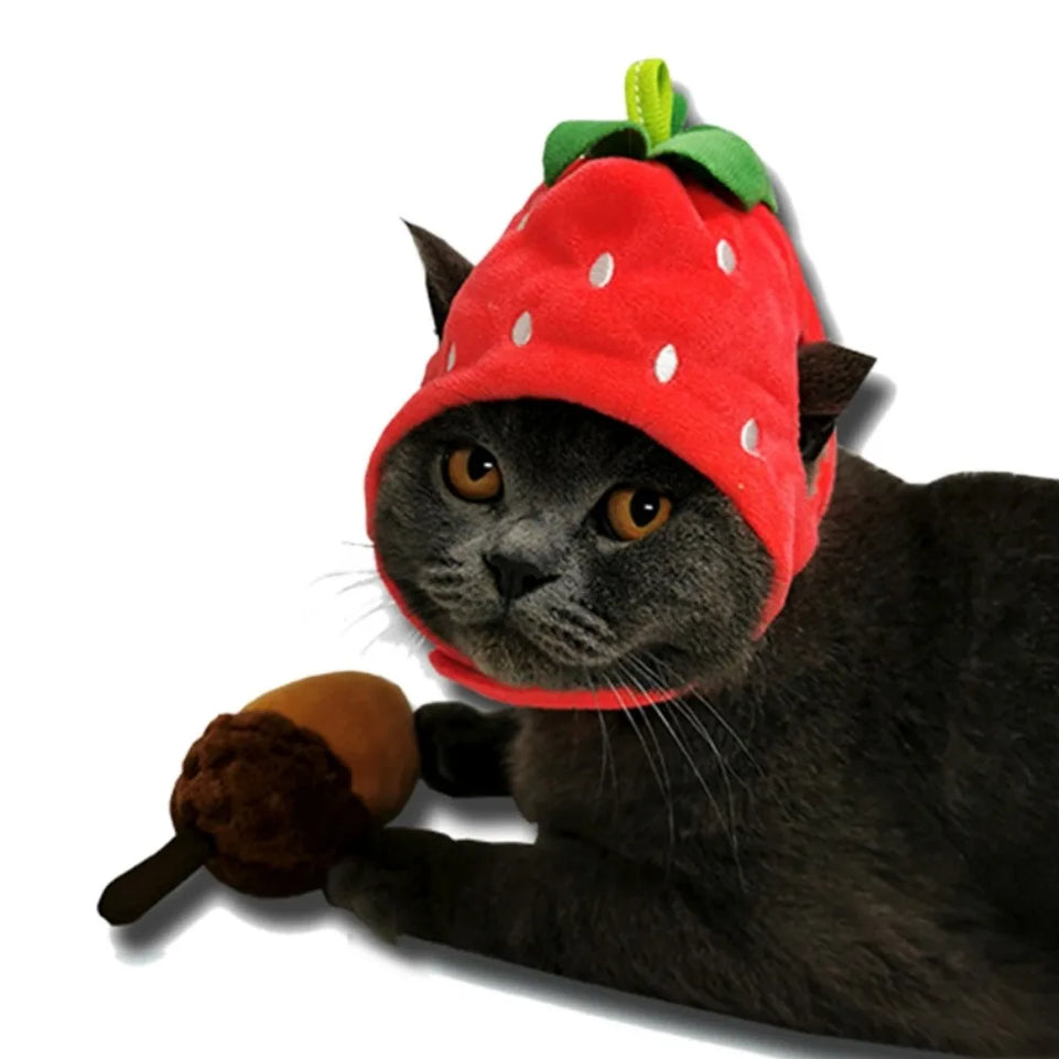 Pet Hat Cute Fruit Shape Soft Comfortable Kawaii Puppy Kitten Costume Cat Funny Cap Animal Accessories