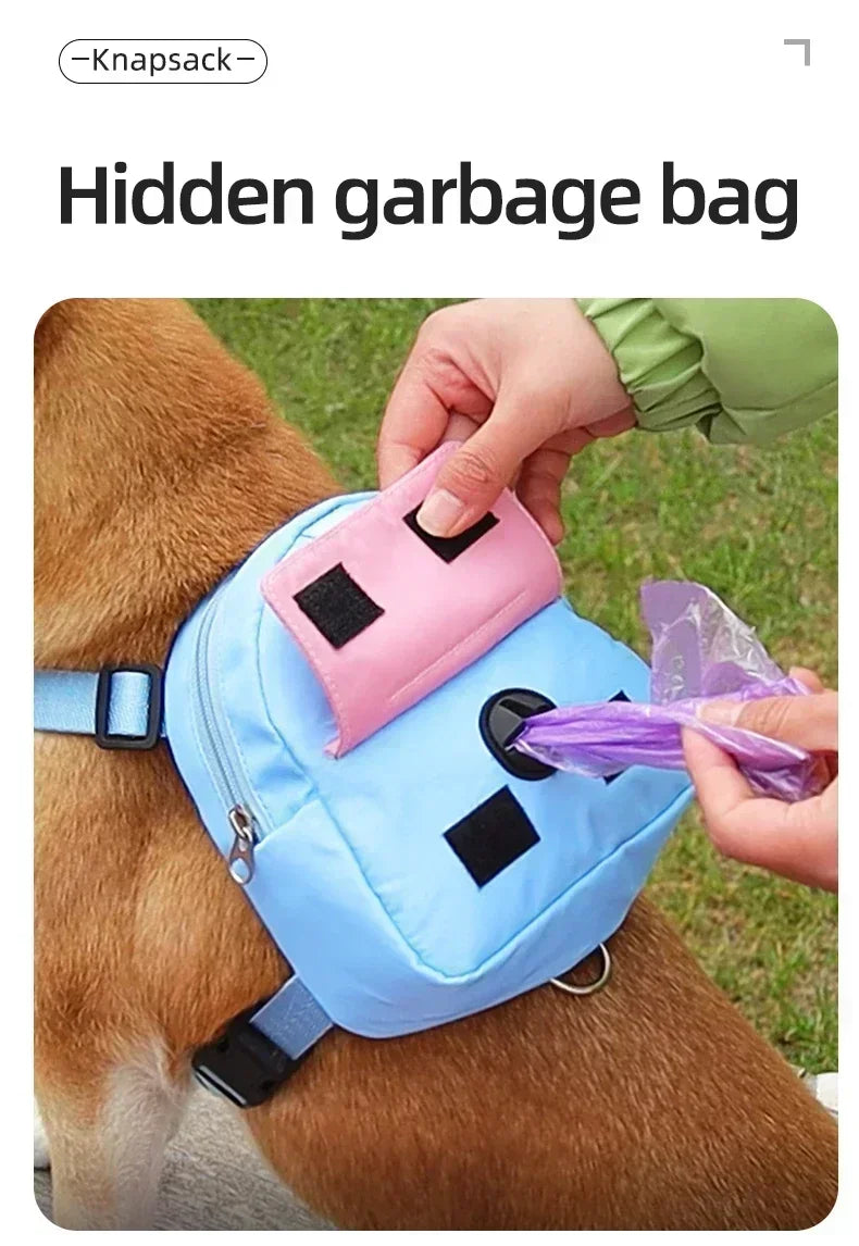 Pet Dog Travel Backpack With Shoulder Strap Snack Poop Bag Lightweight Outdoor Adventure Carrier For Small Cats And Dogs