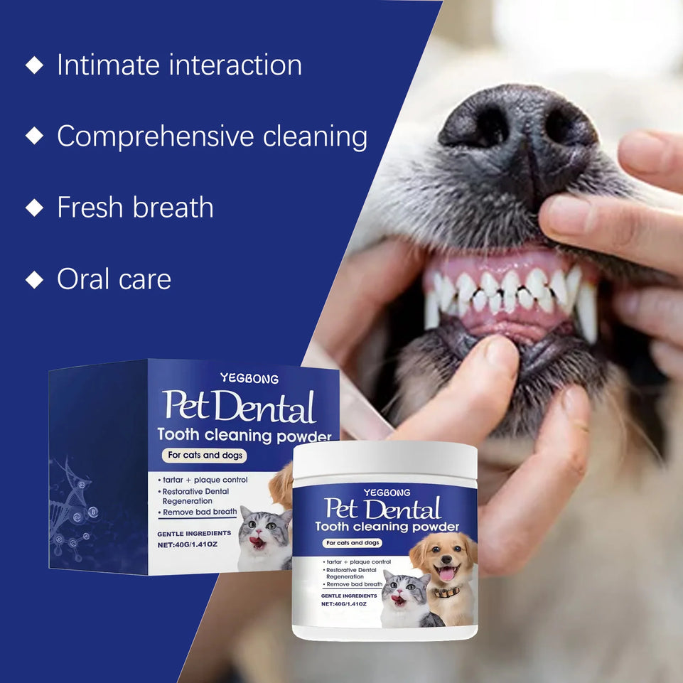 Pet Teeth Cleaning Powder for Dog and Cat Teeth Cleansing Remove Tartar Odor Reduce Bad Breath Keep Fresh Pet Dental Care 40g