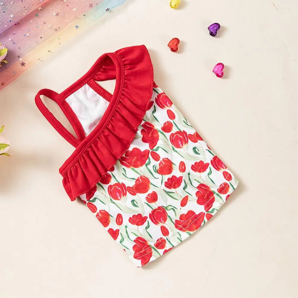 Fashion Cartoon Pattern Pet Summer Clothes Soft Thin Design Cat Suspender Skirt Breathable Pet Princess Dresses Summer