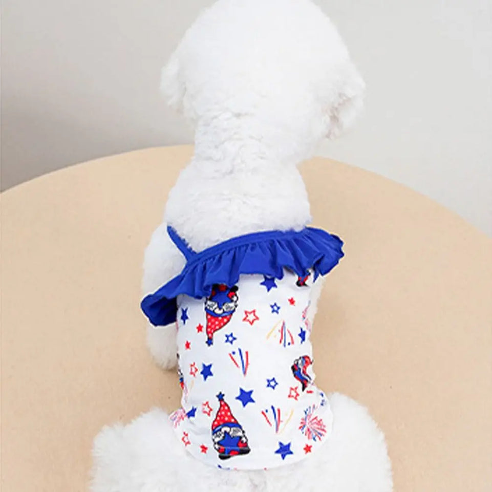 Fashion Cartoon Pattern Pet Summer Clothes Breathable Thin Design Cat Suspender Skirt Soft Dog Swimsuit Summer