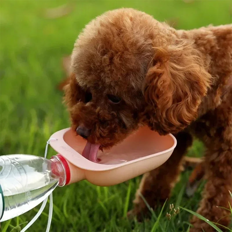 Pet Travel Water Bottle Portable Leakproof Hydration Dispenser with Integrated Drinking Bowl for Outdoor Puppy Walking Hiking