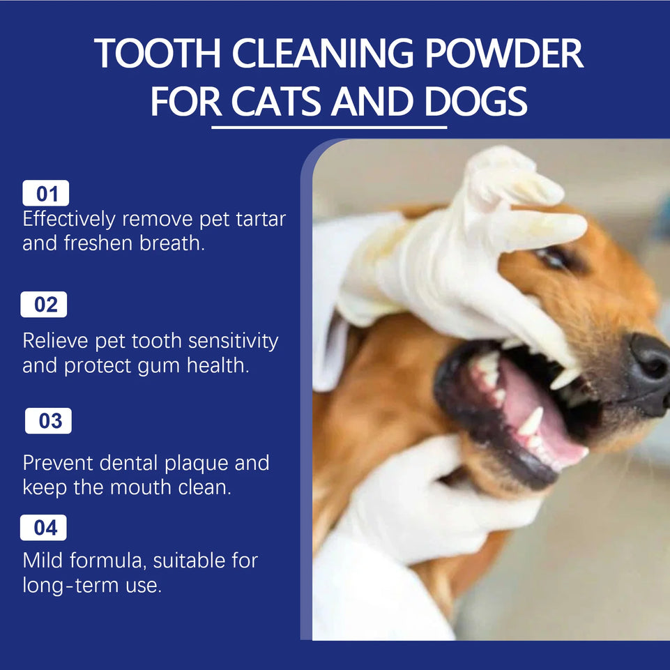 Pet Teeth Cleaning Powder for Dog and Cat Teeth Cleansing Remove Tartar Odor Reduce Bad Breath Keep Fresh Pet Dental Care 40g