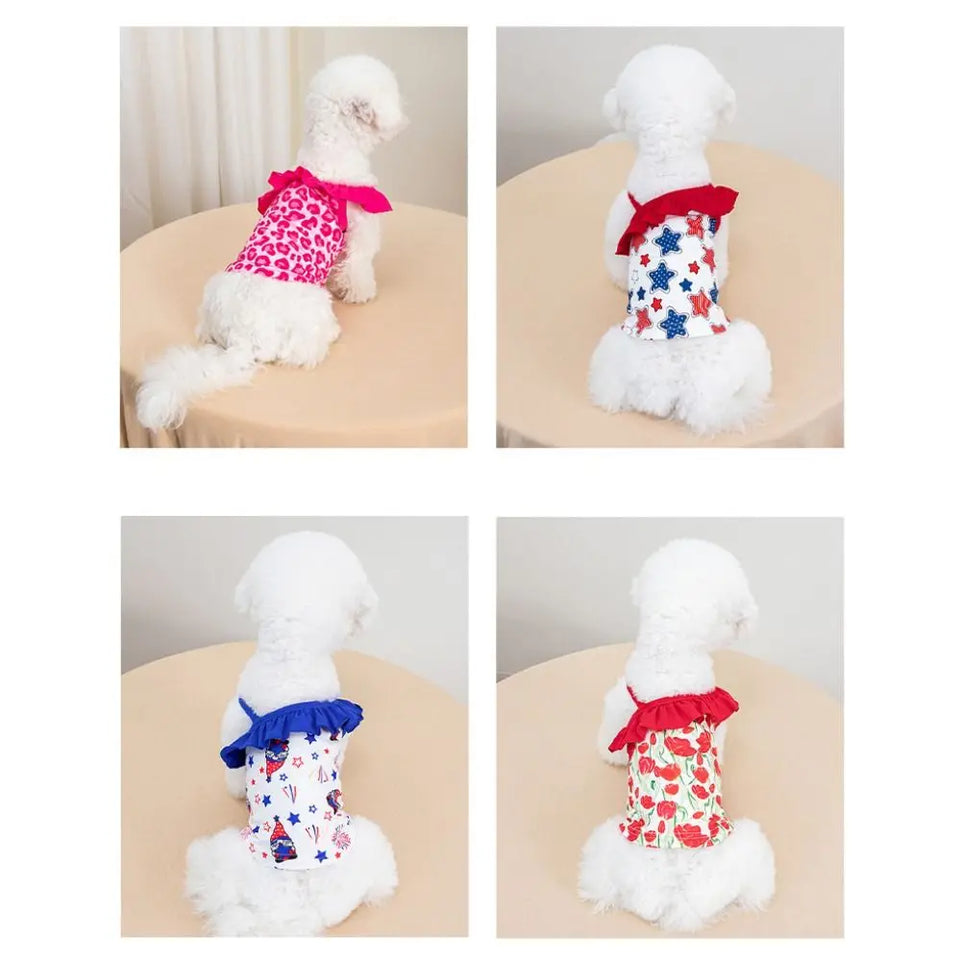 Fashion Cartoon Pattern Pet Summer Clothes Soft Thin Design Cat Suspender Skirt Breathable Pet Princess Dresses Summer