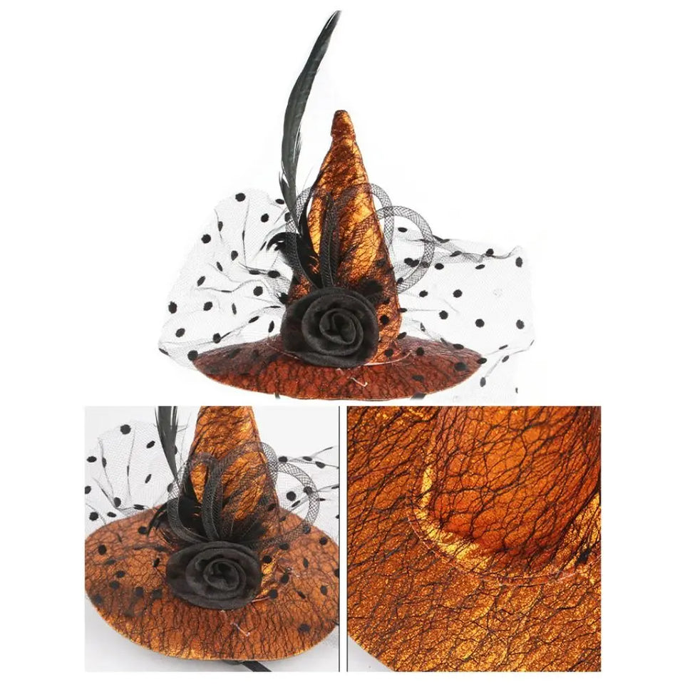 Pet Accessories Decorative Pet Witch Hat Adjustable Stripe Cat Cosplay Hat Lace Dog Bat Hat for Cat Puppy