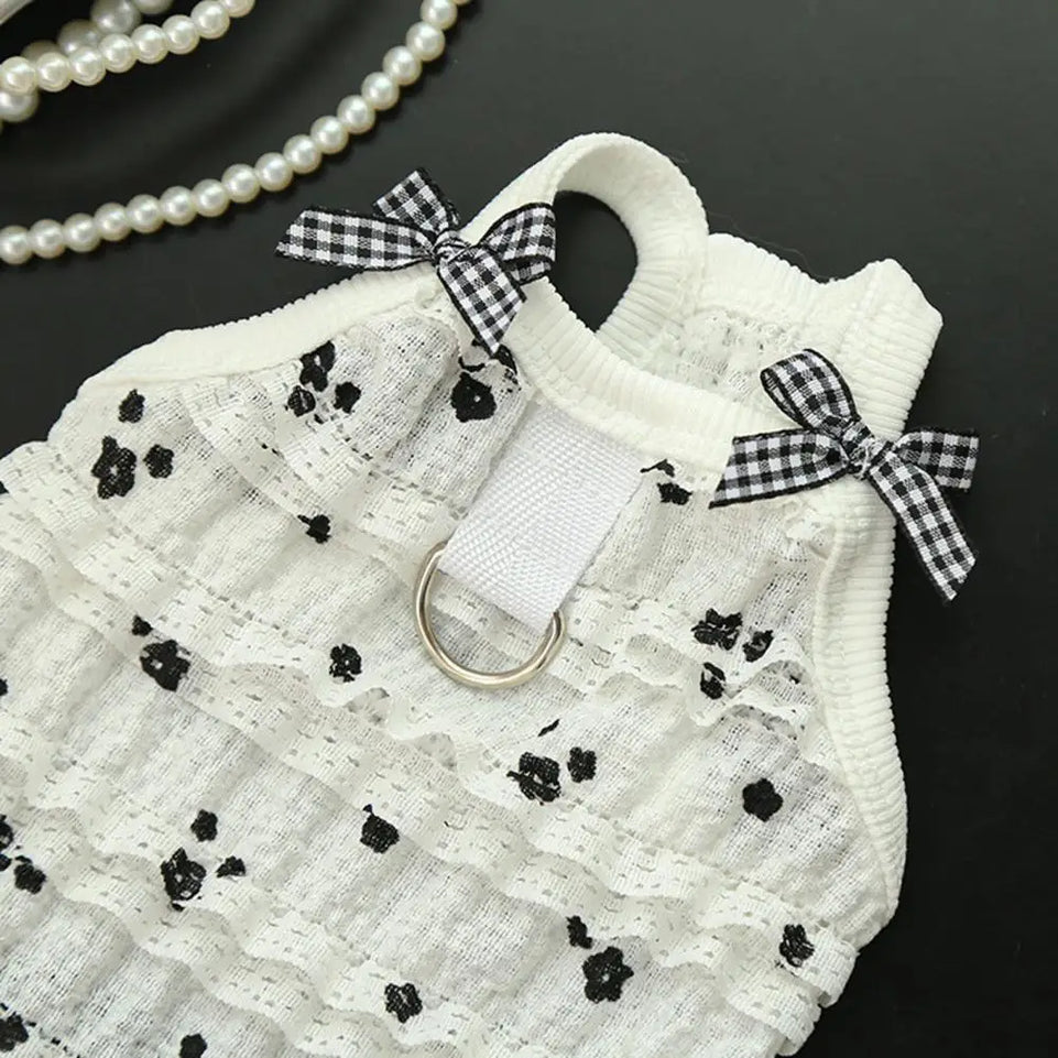 Fashion Ruffle Trim Dog Cat Princess Dress Breathable Bow Halter Summer Lace Pet Skirt Summer Elastic Luxury Cute Pet Clothes