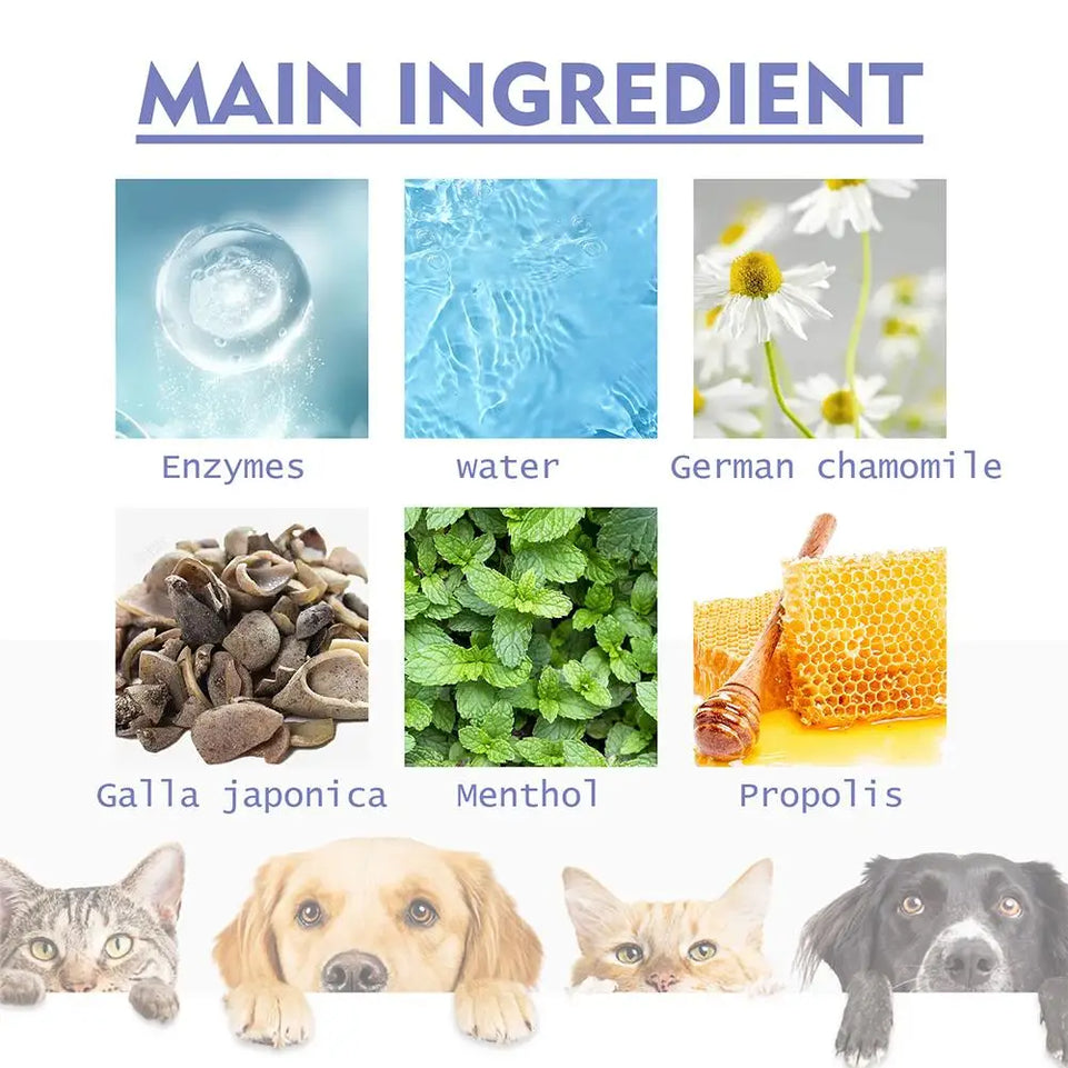 Pet Dental Spray Reduces Plaque & Tartar Buildup Dog Cleaning Bad Freshener Breath Teeth Mint Spray Oral 30ml Care Flavor