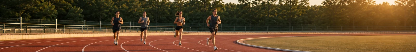 Group of runners training on a track